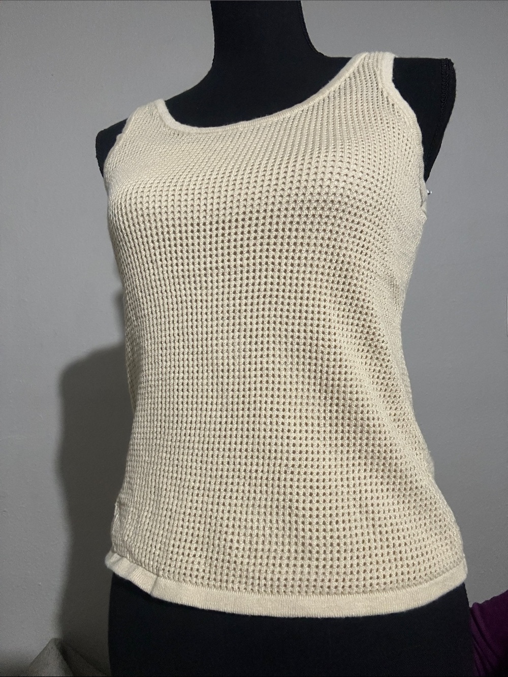 Calvin Klein Cream Open-Weave Knit Tank
